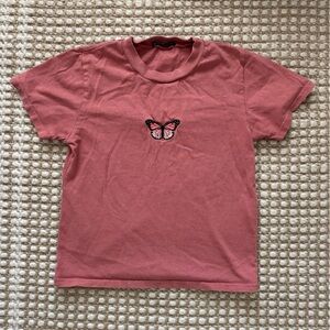 Brandy Melville Dusty Rose Butterfly Tee